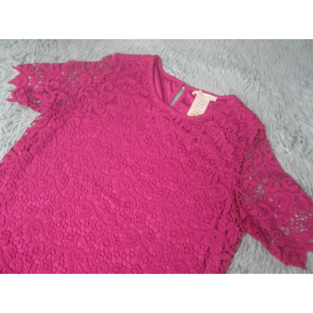 Philosophy Shirt Womens Large Pink Floral Short Sleeve Casual Scoop Neck - Picture 2 of 8